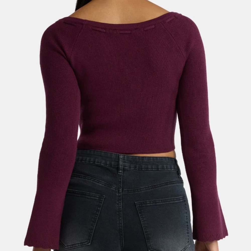 Madden NYC Women's Ribbon Top with Long Sleeves - Picture 2 of 5